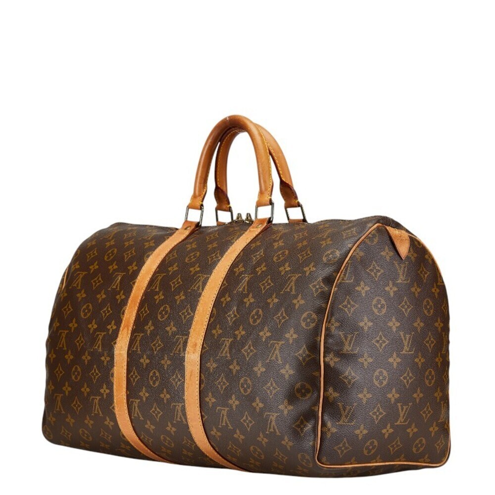 LOUIS VUITTON Brown Monogram Leather Keepall 50 Boston Bag - Picture 2 of 16